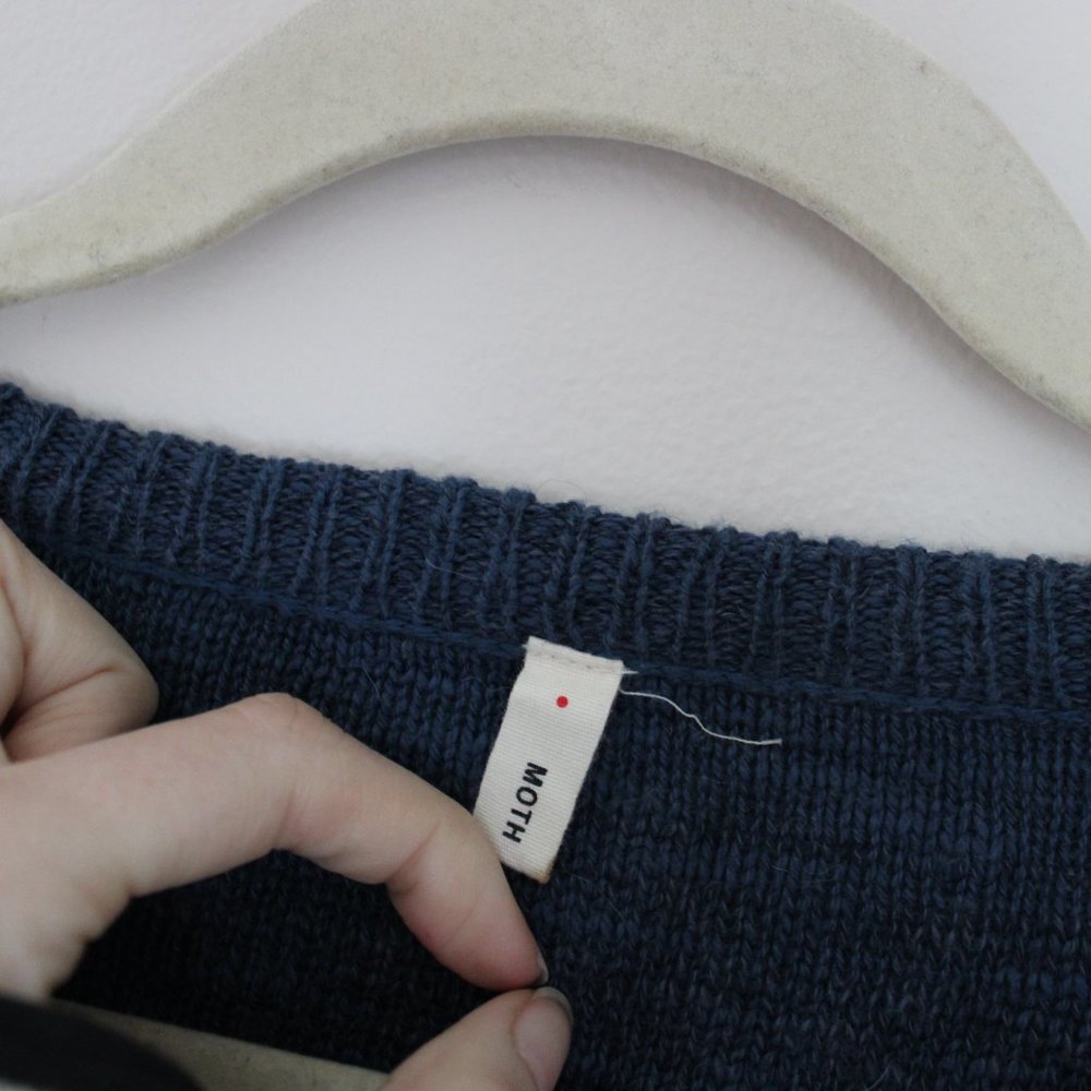 Moth Anthropologie Distressed Navy Sweater - Picture 4 of 5